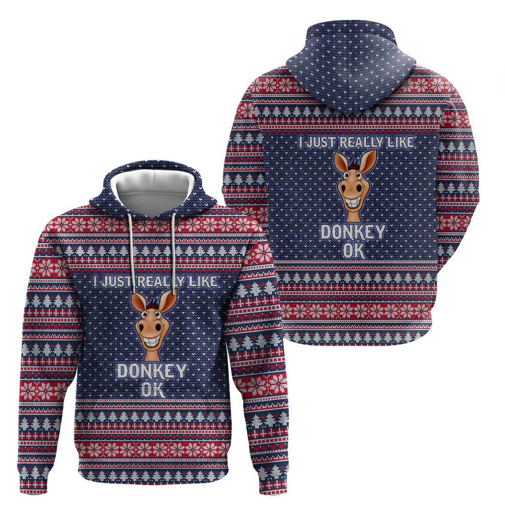 I Just Really Like Donkey Christmas Christmas Hoodie Xmas Holiday Patterns - Wonder Print Shop
