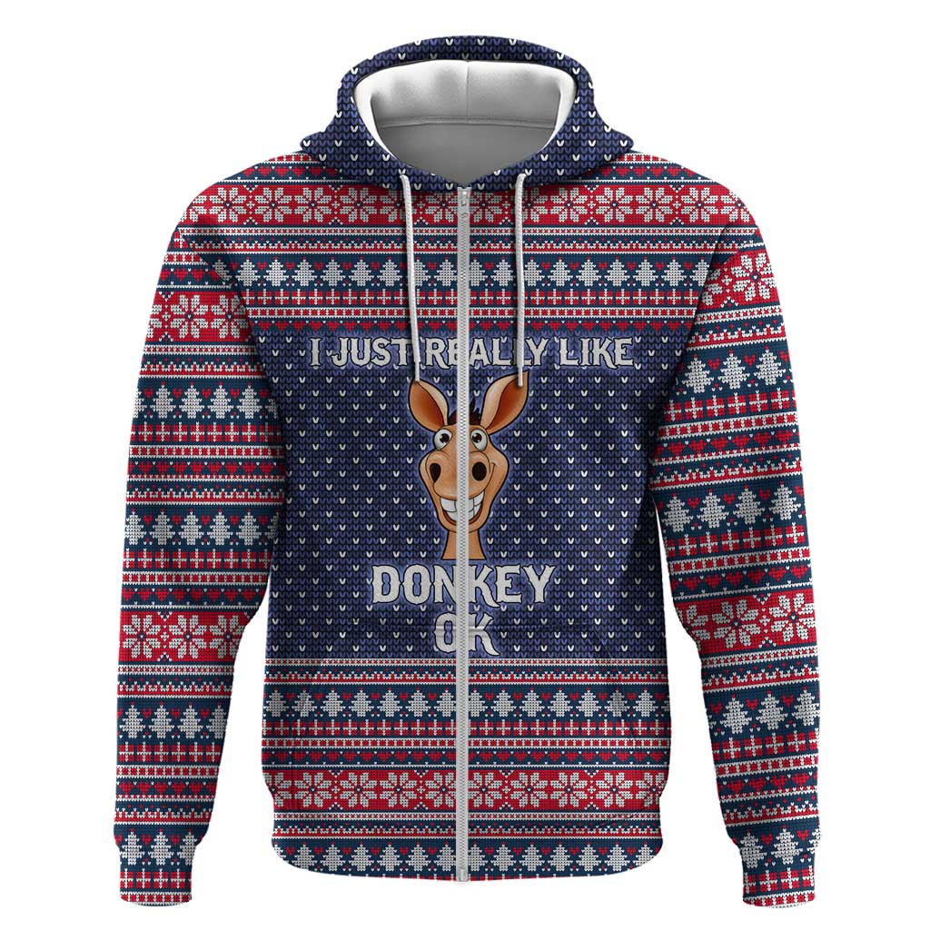 I Just Really Like Donkey Christmas Christmas Hoodie Xmas Holiday Patterns - Wonder Print Shop