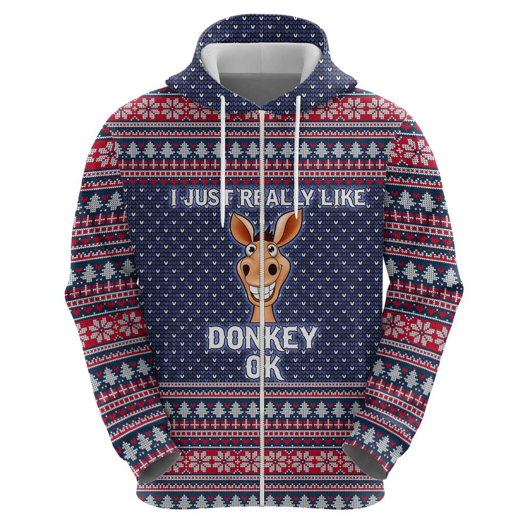 I Just Really Like Donkey Christmas Christmas Hoodie Xmas Holiday Patterns - Wonder Print Shop