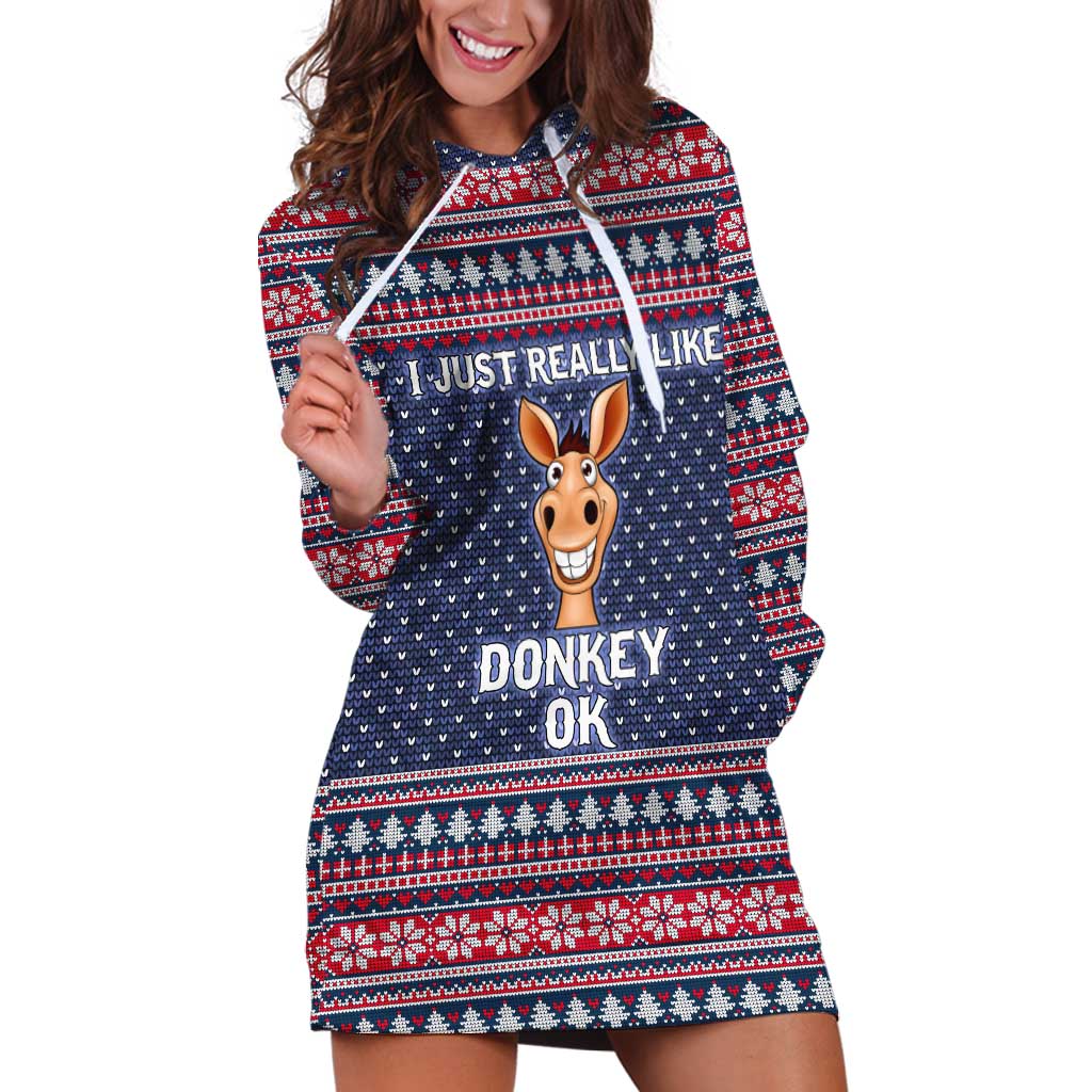 I Just Really Like Donkey Christmas Christmas Hoodie Dress Xmas Holiday Patterns - Wonder Print Shop