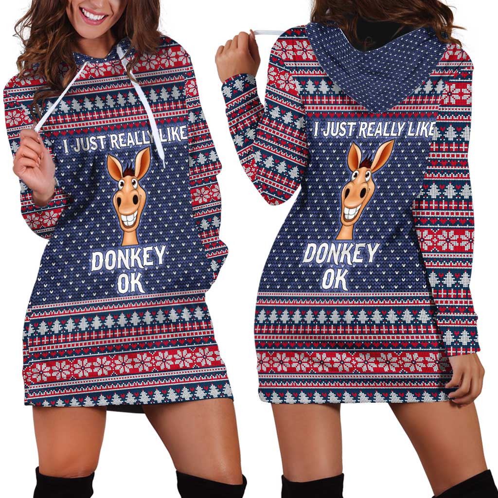 I Just Really Like Donkey Christmas Christmas Hoodie Dress Xmas Holiday Patterns - Wonder Print Shop