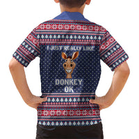 I Just Really Like Donkey Christmas Christmas Kid Hawaiian Shirt Xmas Holiday Patterns - Wonder Print Shop