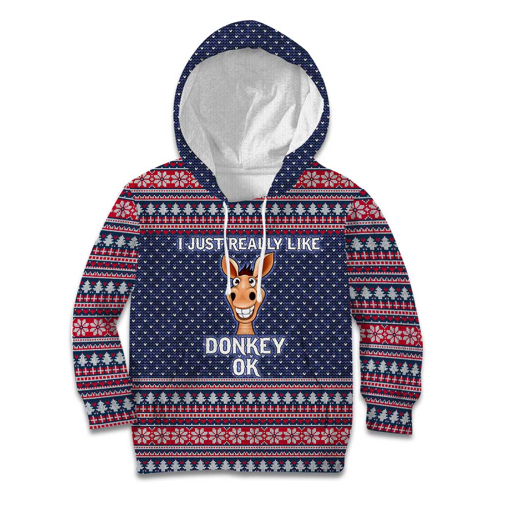 I Just Really Like Donkey Christmas Christmas Kid Hoodie Xmas Holiday Patterns - Wonder Print Shop