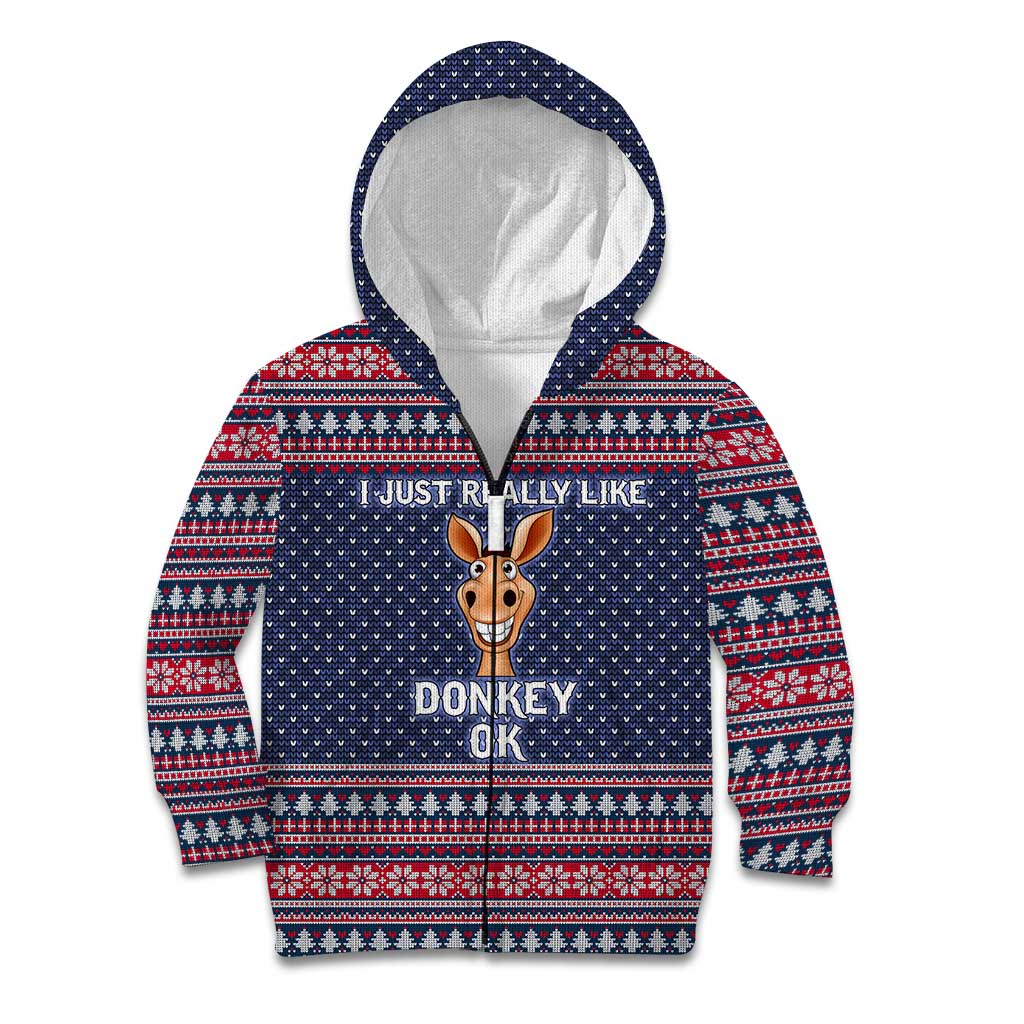 I Just Really Like Donkey Christmas Christmas Kid Hoodie Xmas Holiday Patterns - Wonder Print Shop