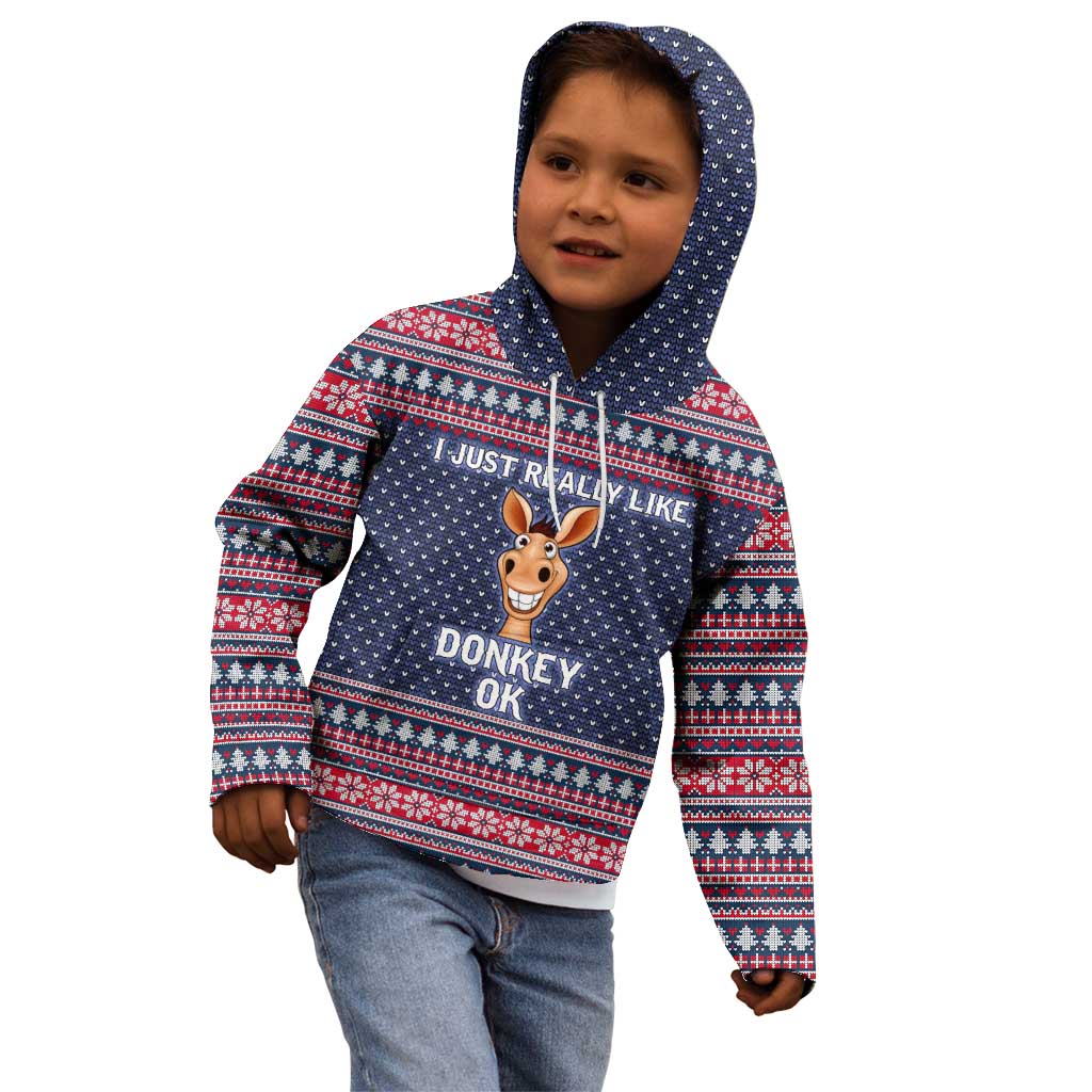 I Just Really Like Donkey Christmas Christmas Kid Hoodie Xmas Holiday Patterns - Wonder Print Shop
