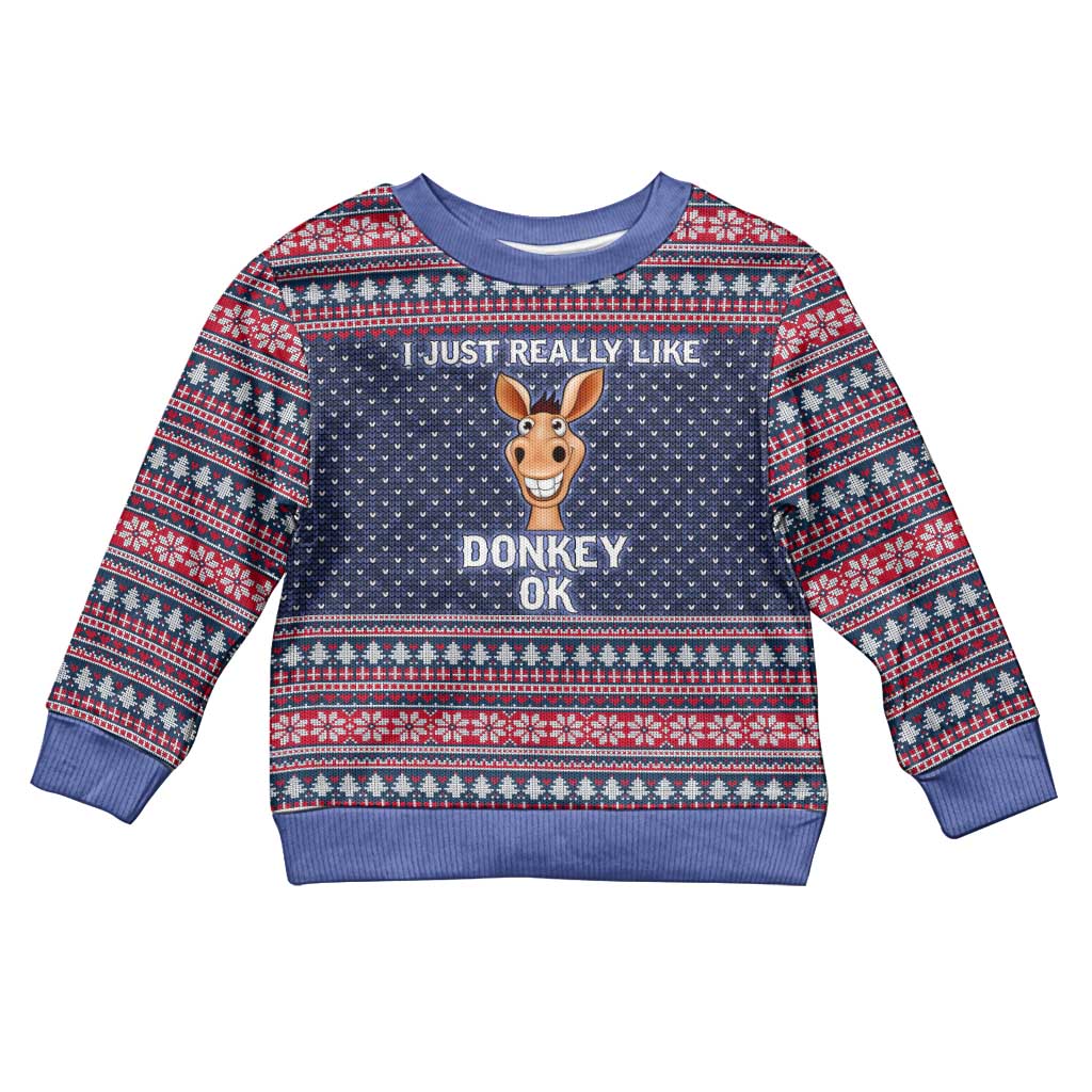 I Just Really Like Donkey Christmas Kid Ugly Christmas Sweater Xmas Holiday Patterns - Wonder Print Shop