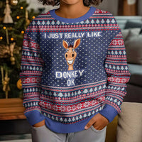 I Just Really Like Donkey Christmas Kid Ugly Christmas Sweater Xmas Holiday Patterns - Wonder Print Shop