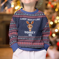 I Just Really Like Donkey Christmas Kid Ugly Christmas Sweater Xmas Holiday Patterns - Wonder Print Shop