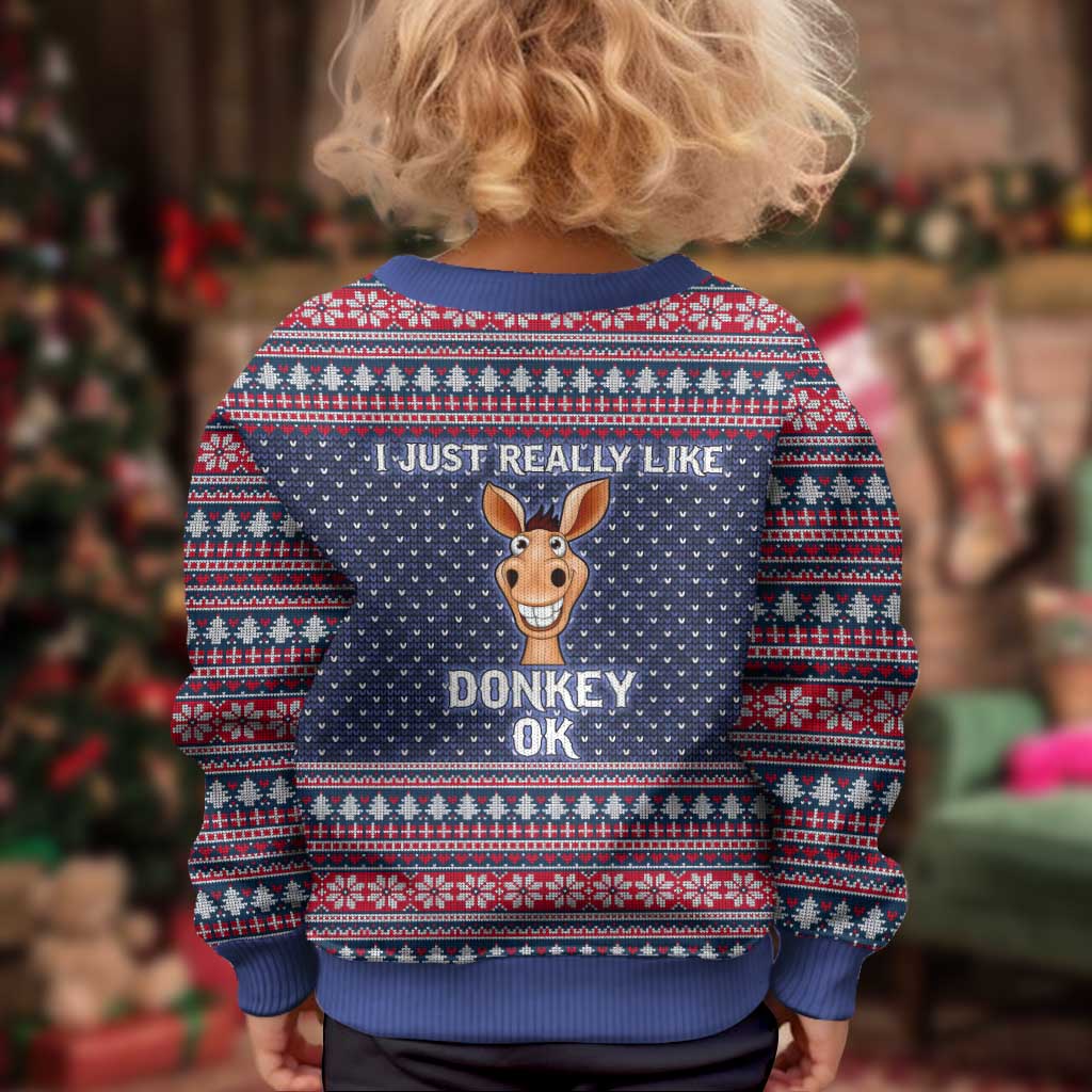 I Just Really Like Donkey Christmas Kid Ugly Christmas Sweater Xmas Holiday Patterns - Wonder Print Shop