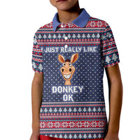 I Just Really Like Donkey Christmas Christmas Kid Polo Shirt Xmas Holiday Patterns - Wonder Print Shop