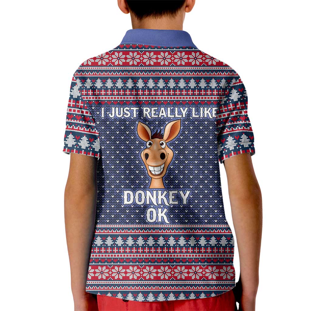 I Just Really Like Donkey Christmas Christmas Kid Polo Shirt Xmas Holiday Patterns - Wonder Print Shop