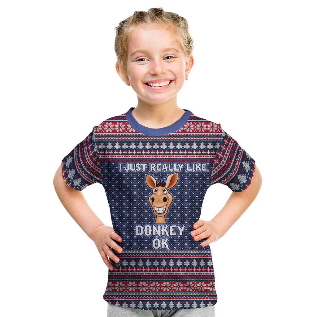 I Just Really Like Donkey Christmas Christmas Kid T Shirt Xmas Holiday Patterns - Wonder Print Shop