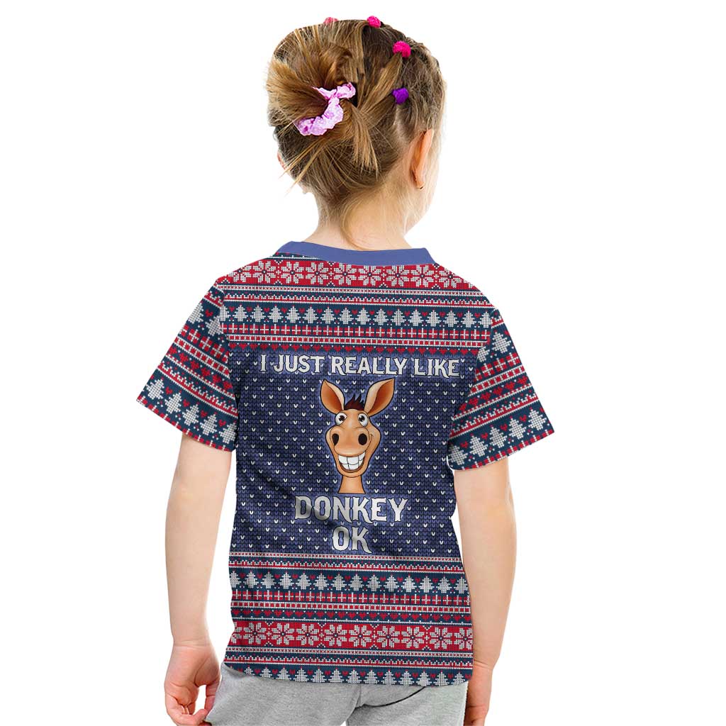 I Just Really Like Donkey Christmas Christmas Kid T Shirt Xmas Holiday Patterns - Wonder Print Shop
