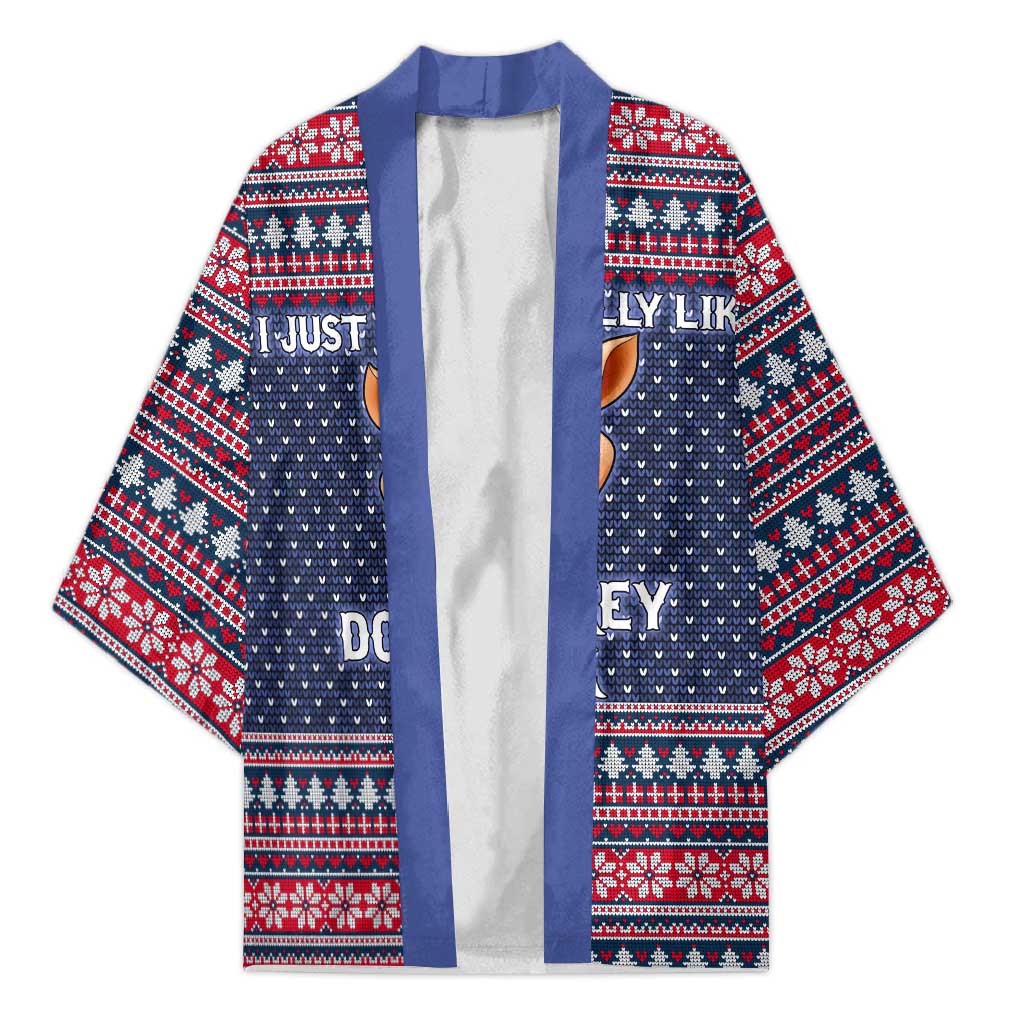 I Just Really Like Donkey Christmas Christmas Kimono Xmas Holiday Patterns - Wonder Print Shop