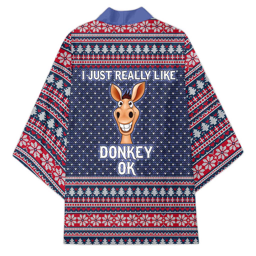 I Just Really Like Donkey Christmas Christmas Kimono Xmas Holiday Patterns - Wonder Print Shop