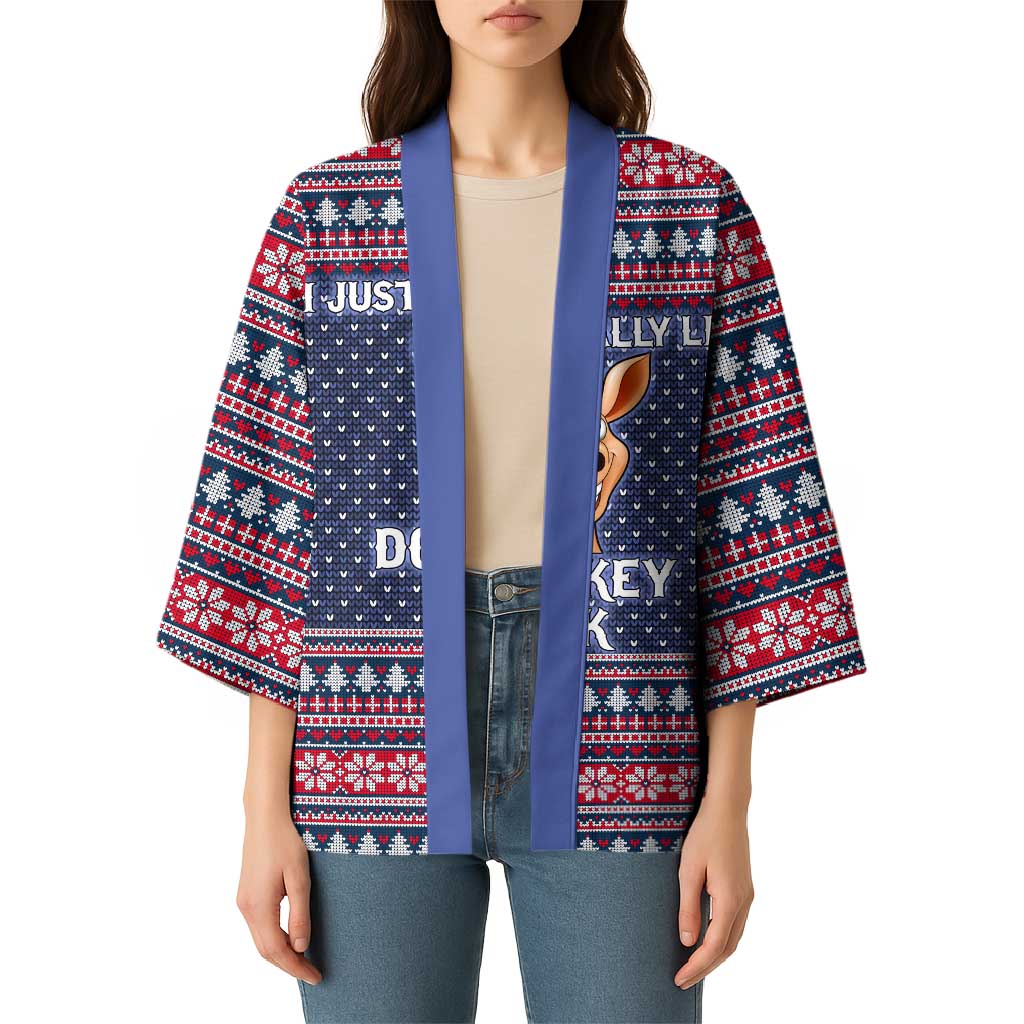I Just Really Like Donkey Christmas Christmas Kimono Xmas Holiday Patterns - Wonder Print Shop