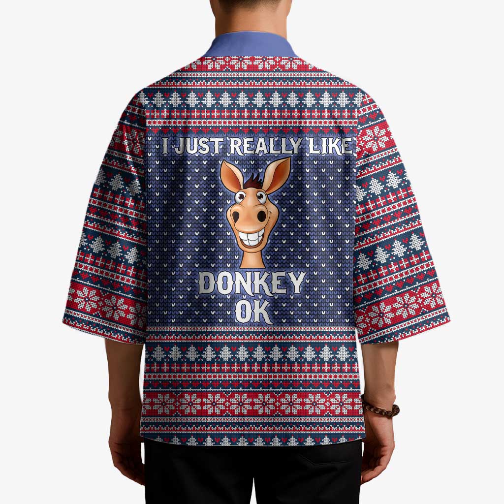 I Just Really Like Donkey Christmas Christmas Kimono Xmas Holiday Patterns - Wonder Print Shop