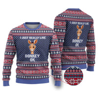 I Just Really Like Donkey Christmas Ugly Christmas Sweater Xmas Holiday Patterns - Wonder Print Shop
