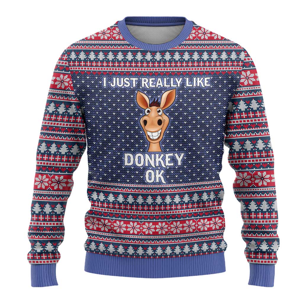 I Just Really Like Donkey Christmas Ugly Christmas Sweater Xmas Holiday Patterns - Wonder Print Shop
