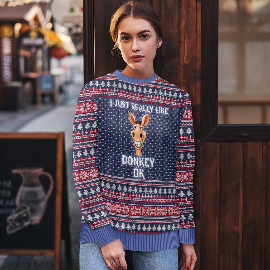 I Just Really Like Donkey Christmas Ugly Christmas Sweater Xmas Holiday Patterns - Wonder Print Shop