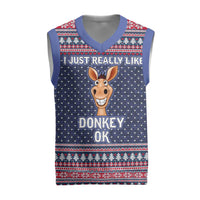 I Just Really Like Donkey Christmas Christmas Knitted V-Neck Vest Xmas Holiday Patterns - Wonder Print Shop
