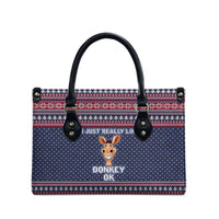 I Just Really Like Donkey Christmas Christmas Leather Bag Xmas Holiday Patterns - Wonder Print Shop