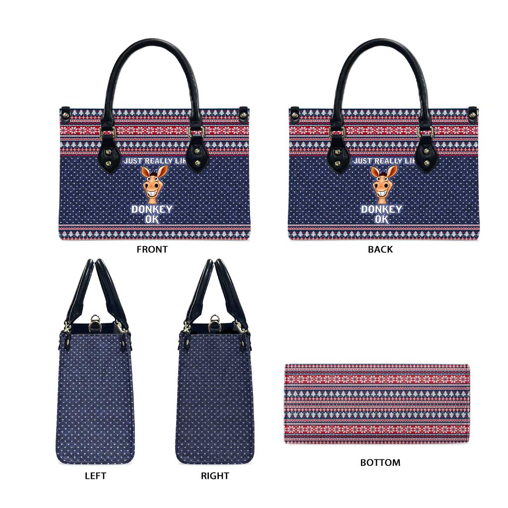 I Just Really Like Donkey Christmas Christmas Leather Bag Xmas Holiday Patterns - Wonder Print Shop
