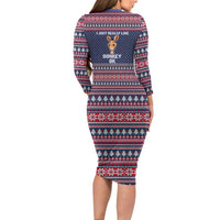 I Just Really Like Donkey Christmas Christmas Long Sleeve Bodycon Dress Xmas Holiday Patterns - Wonder Print Shop