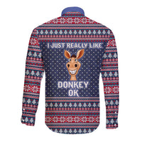 I Just Really Like Donkey Christmas Christmas Long Sleeve Button Shirt Xmas Holiday Patterns - Wonder Print Shop