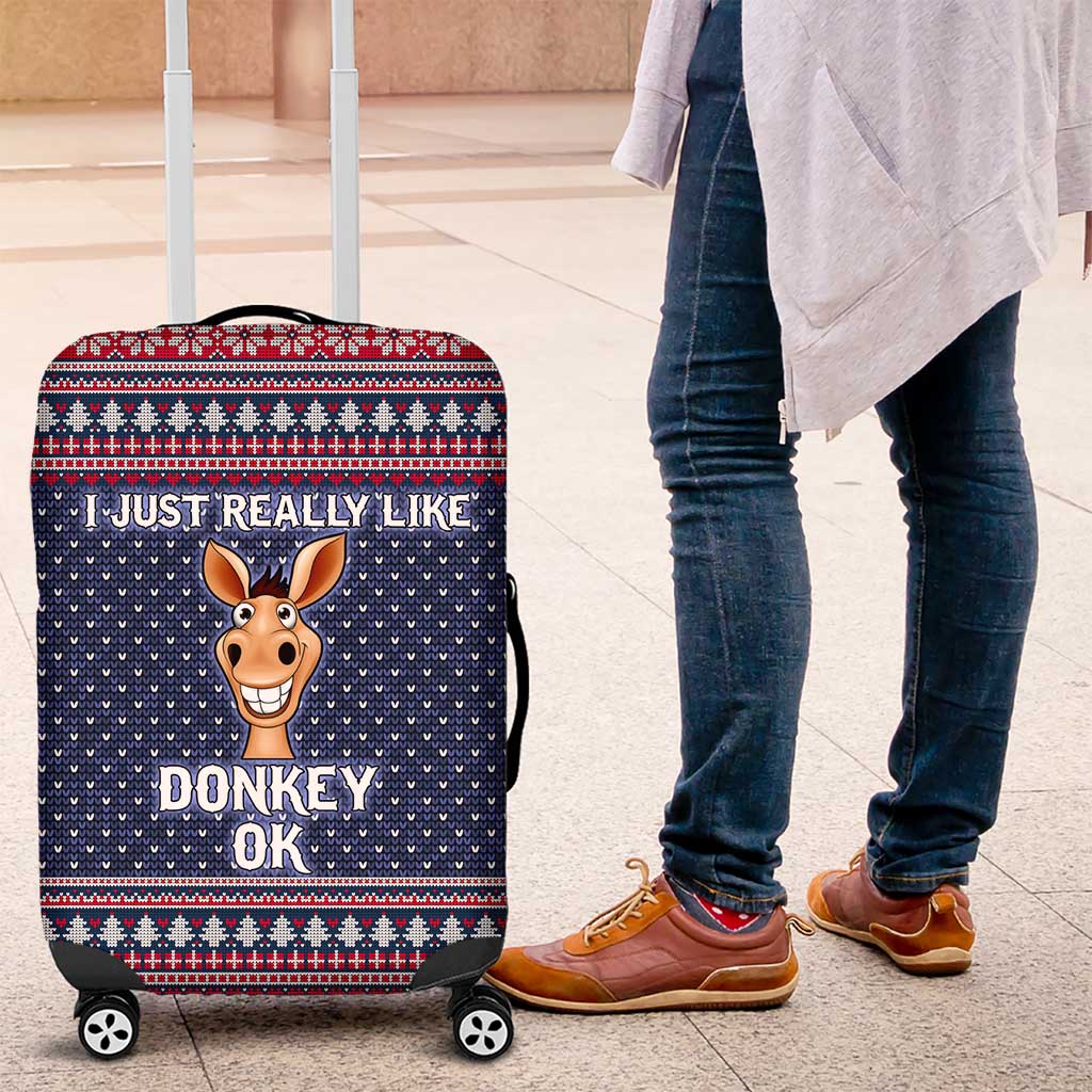 I Just Really Like Donkey Christmas Christmas Luggage Cover Xmas Holiday Patterns - Wonder Print Shop
