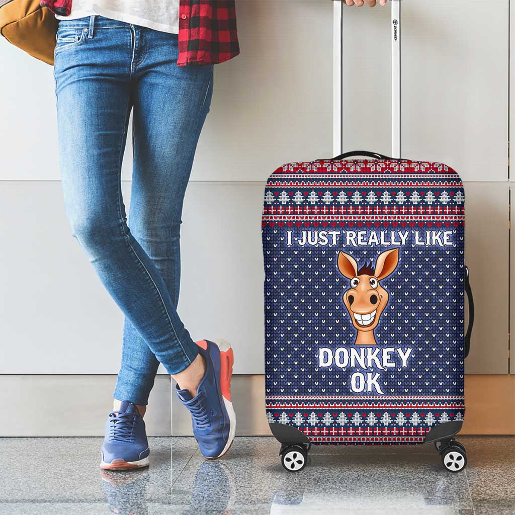 I Just Really Like Donkey Christmas Christmas Luggage Cover Xmas Holiday Patterns - Wonder Print Shop