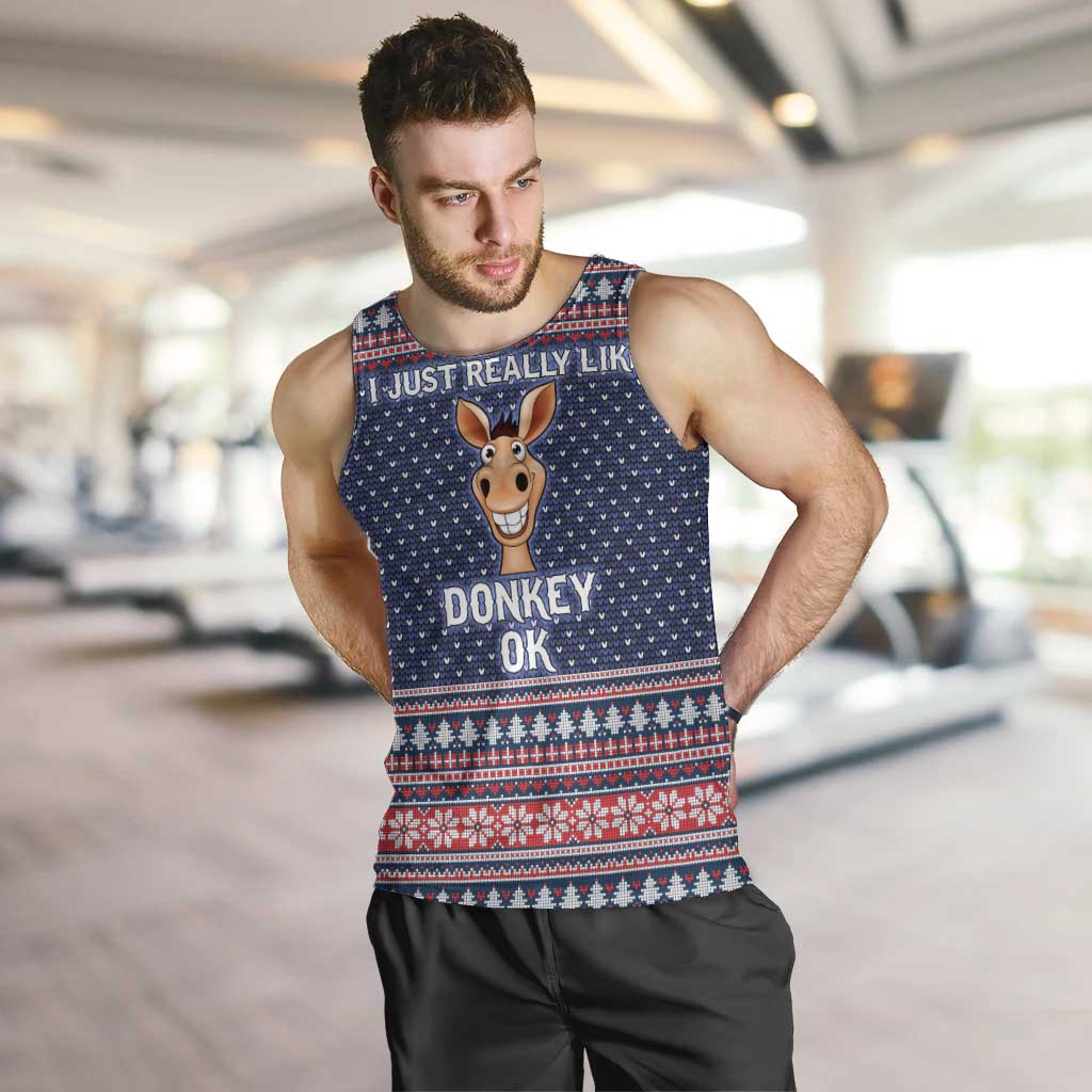 I Just Really Like Donkey Christmas Christmas Men Tank Top Xmas Holiday Patterns - Wonder Print Shop