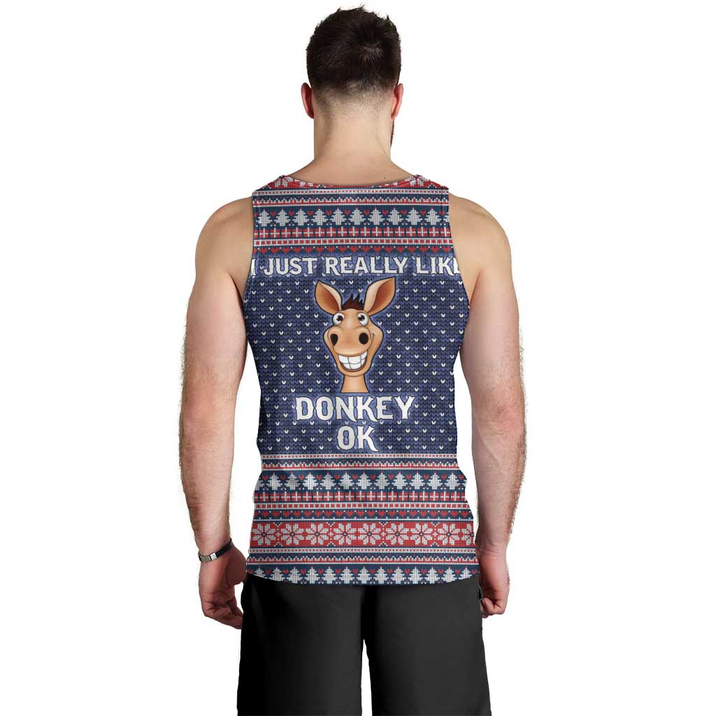 I Just Really Like Donkey Christmas Christmas Men Tank Top Xmas Holiday Patterns - Wonder Print Shop