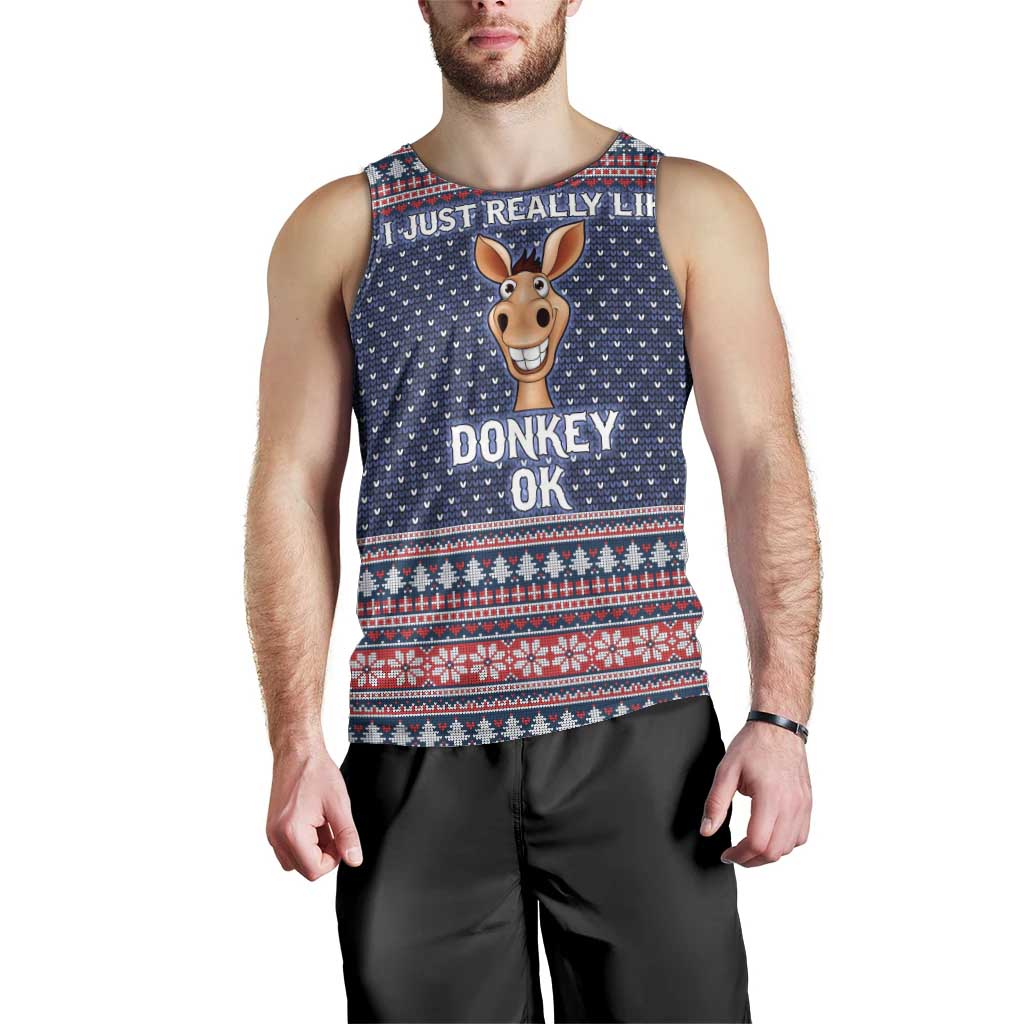 I Just Really Like Donkey Christmas Christmas Men Tank Top Xmas Holiday Patterns - Wonder Print Shop