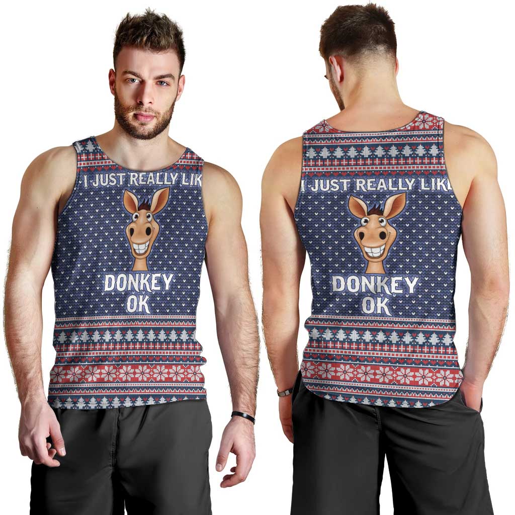 I Just Really Like Donkey Christmas Christmas Men Tank Top Xmas Holiday Patterns - Wonder Print Shop