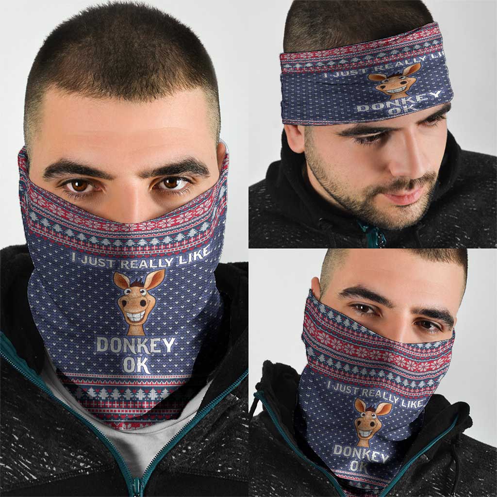 I Just Really Like Donkey Christmas Christmas Neck Gaiter Xmas Holiday Patterns - Wonder Print Shop