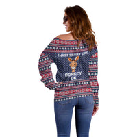 I Just Really Like Donkey Christmas Christmas Off Shoulder Sweater Xmas Holiday Patterns - Wonder Print Shop