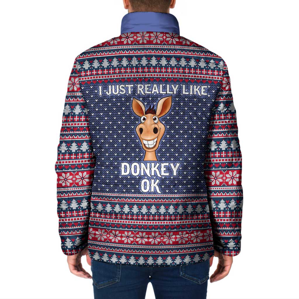 I Just Really Like Donkey Christmas Christmas Padded Jacket Xmas Holiday Patterns - Wonder Print Shop