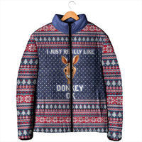 I Just Really Like Donkey Christmas Christmas Padded Jacket Xmas Holiday Patterns - Wonder Print Shop