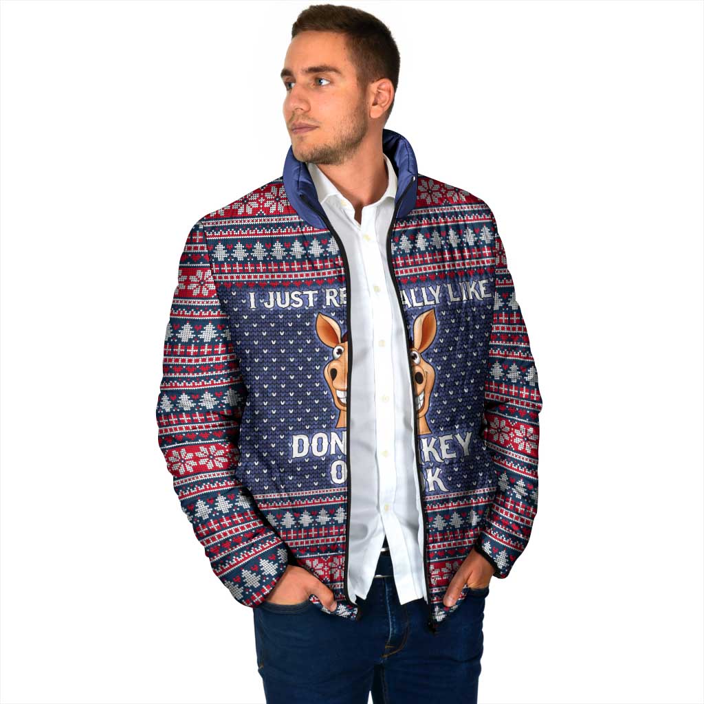 I Just Really Like Donkey Christmas Christmas Padded Jacket Xmas Holiday Patterns - Wonder Print Shop
