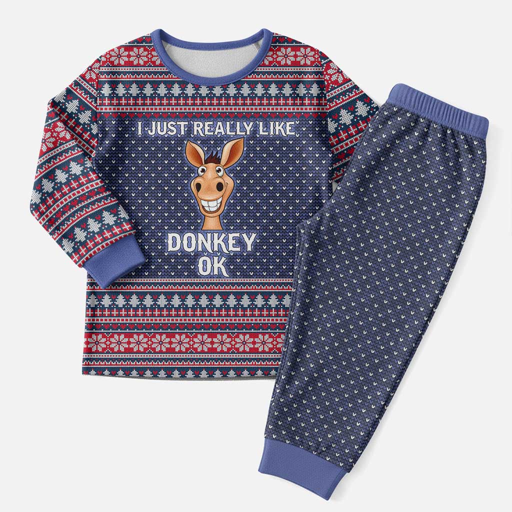 I Just Really Like Donkey Christmas Christmas Pajama Set Xmas Holiday Patterns - Wonder Print Shop