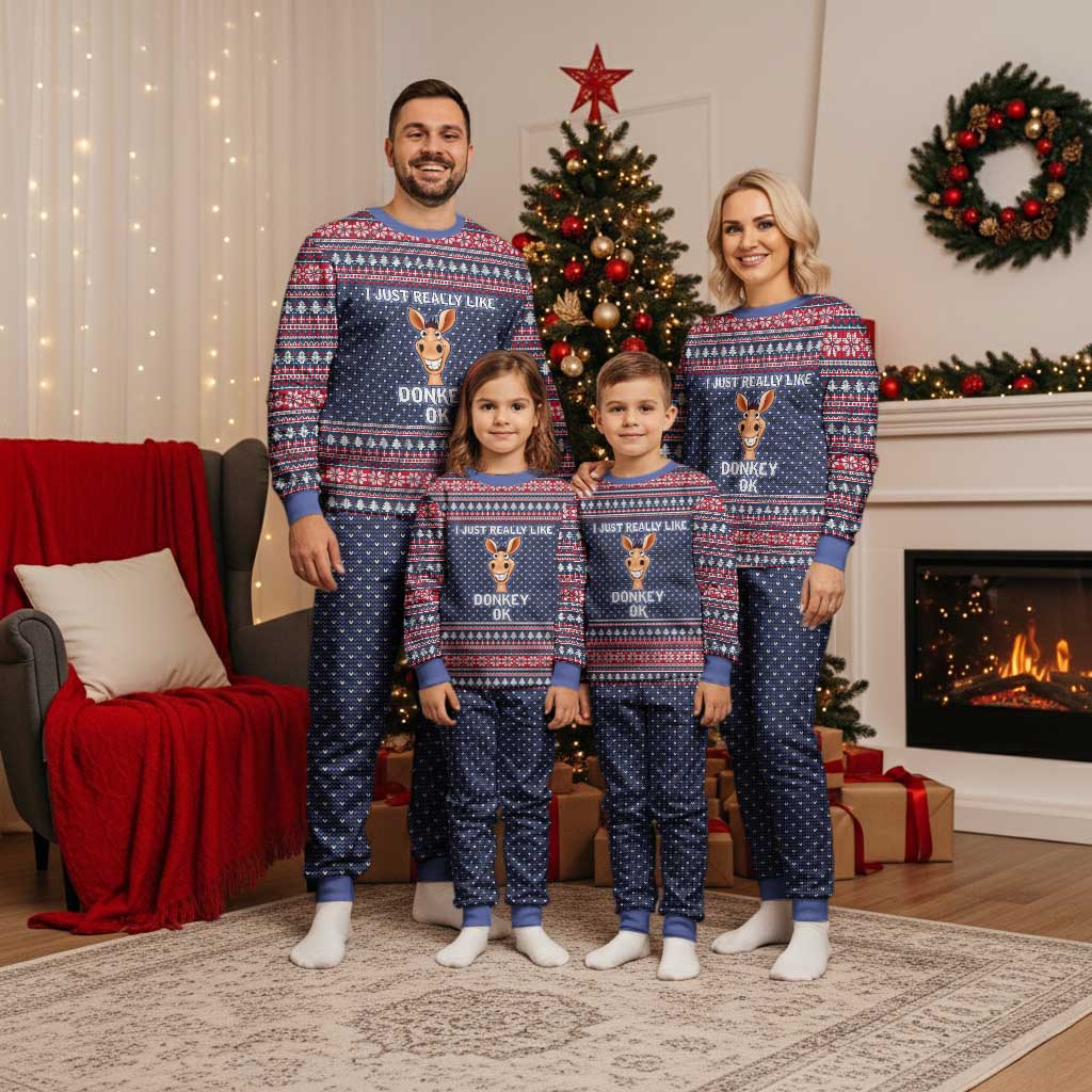 I Just Really Like Donkey Christmas Christmas Pajama Set Xmas Holiday Patterns - Wonder Print Shop