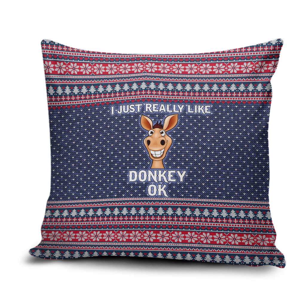I Just Really Like Donkey Christmas Christmas Pillow Cover Xmas Holiday Patterns - Wonder Print Shop