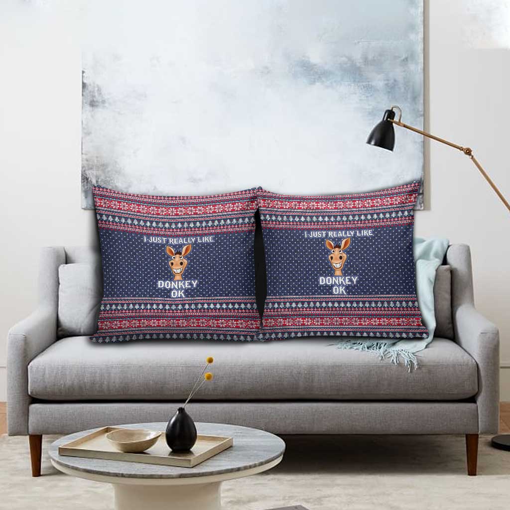 I Just Really Like Donkey Christmas Christmas Pillow Cover Xmas Holiday Patterns - Wonder Print Shop