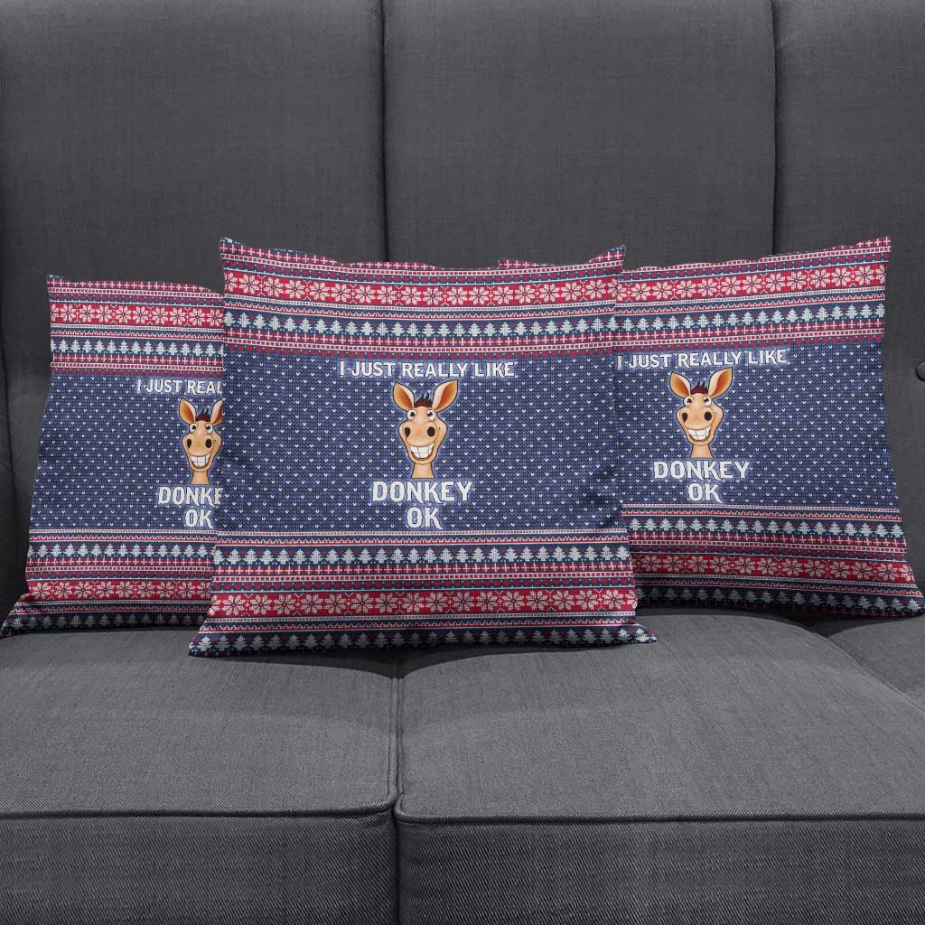 I Just Really Like Donkey Christmas Christmas Pillow Cover Xmas Holiday Patterns - Wonder Print Shop