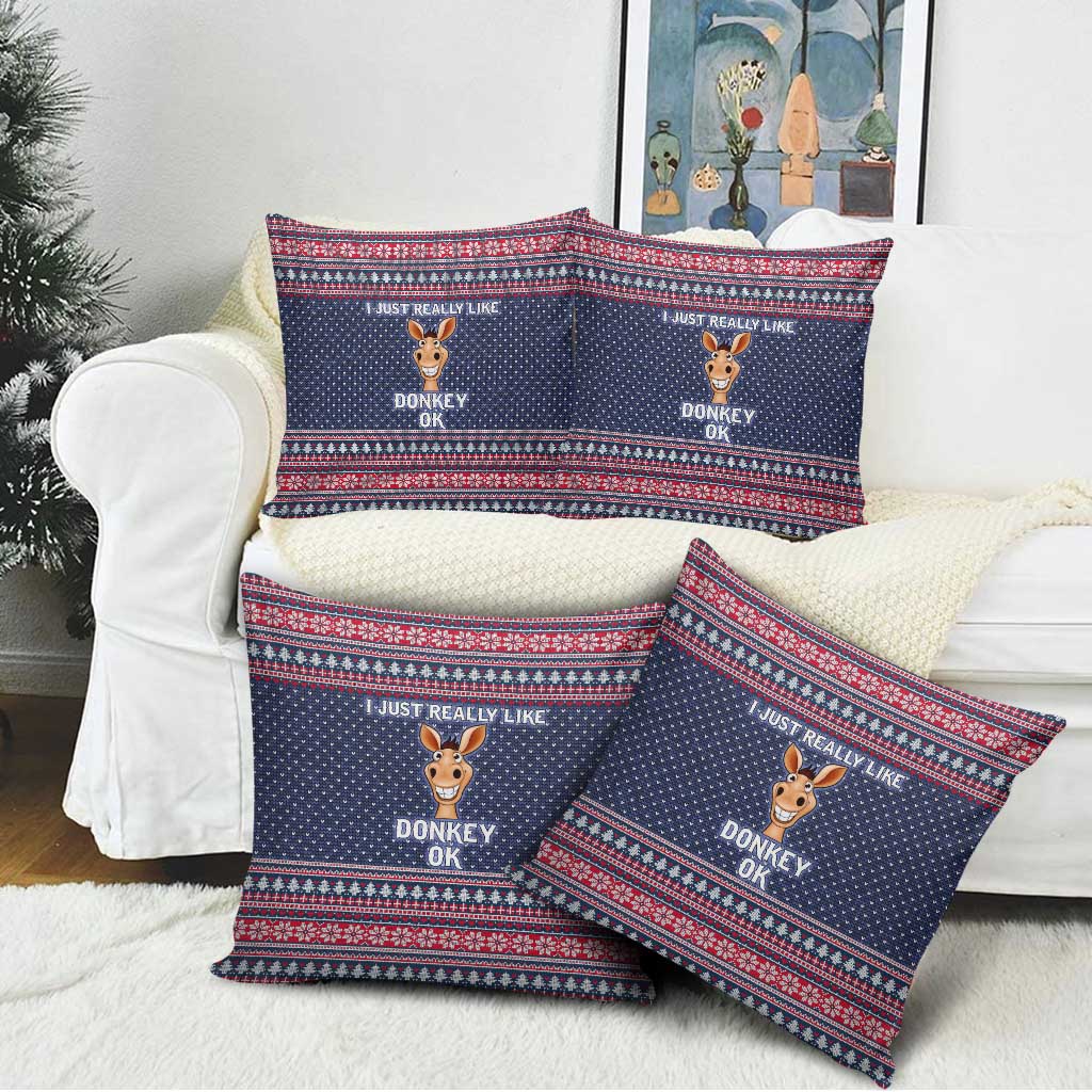 I Just Really Like Donkey Christmas Christmas Pillow Cover Xmas Holiday Patterns - Wonder Print Shop