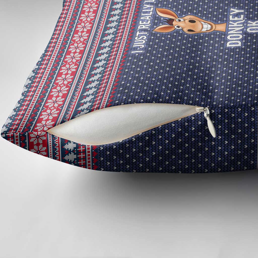 I Just Really Like Donkey Christmas Christmas Pillow Cover Xmas Holiday Patterns - Wonder Print Shop