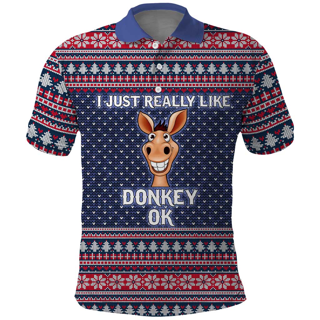 I Just Really Like Donkey Christmas Christmas Polo Shirt Xmas Holiday Patterns - Wonder Print Shop