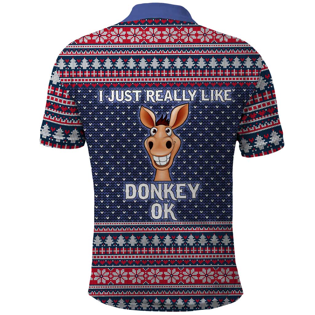 I Just Really Like Donkey Christmas Christmas Polo Shirt Xmas Holiday Patterns - Wonder Print Shop