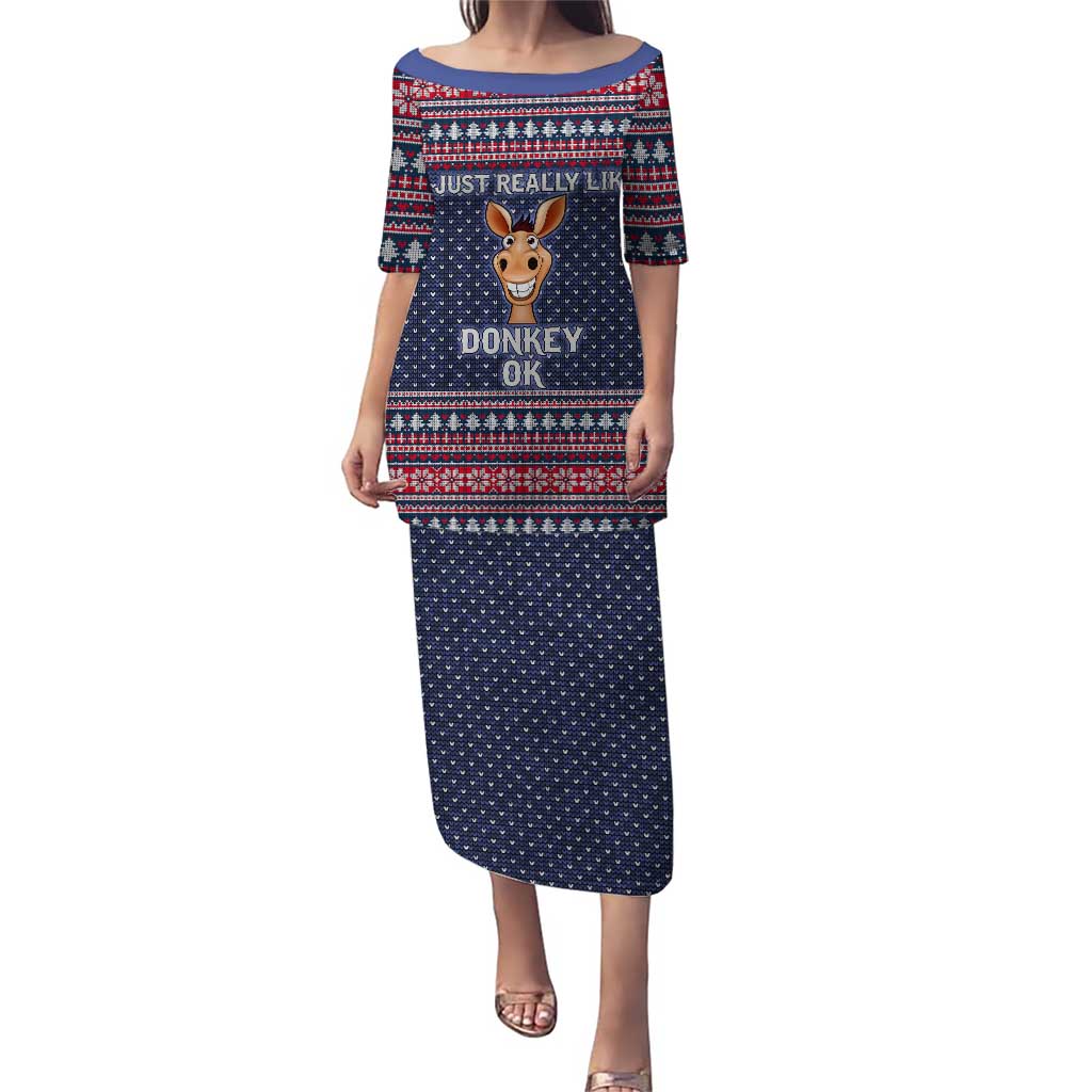 I Just Really Like Donkey Christmas Christmas Puletasi Xmas Holiday Patterns - Wonder Print Shop